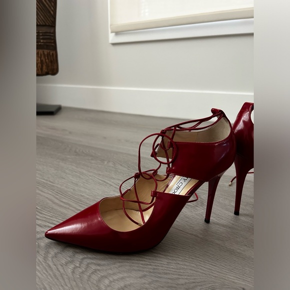 Jimmy Choo Hoops Lace-Up Leather Pump, Red - Picture 5 of 8